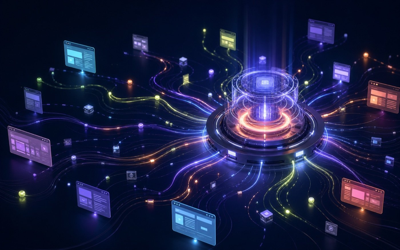 Abstract publishing engine distributing content across a network of pages